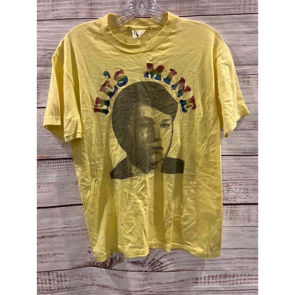 Vtg Hanes Fifty-Fifty Hes Mine Rainbow Glitter Graphic Single Stitch T-Shirt L